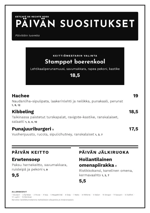 Suora kulma – ruokalistapohjan esikatselu