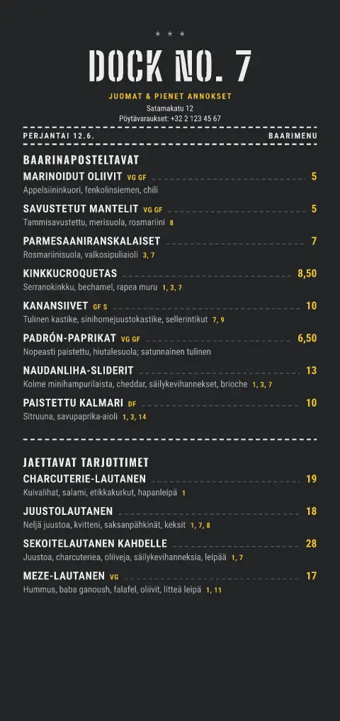 Niittikuitti – ruokalistapohjan esikatselu