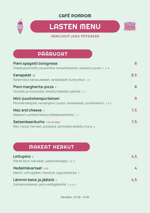 Tupsuleikki – ruokalistapohjan esikatselu