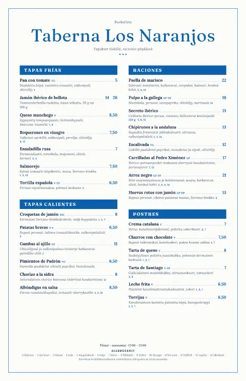 Appelsiinipuun laatat – ruokalistapohjan esikatselu