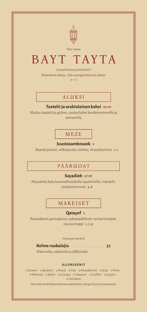 Sumakkihetki – ruokalistapohjan esikatselu