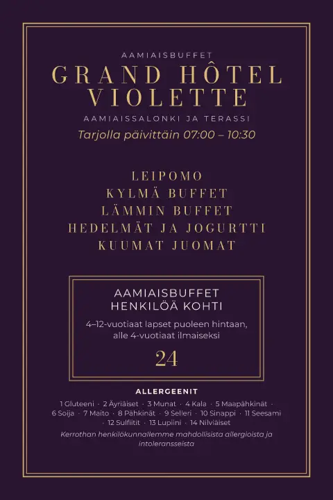 Munakoisoaamu – ruokalistapohjan esikatselu