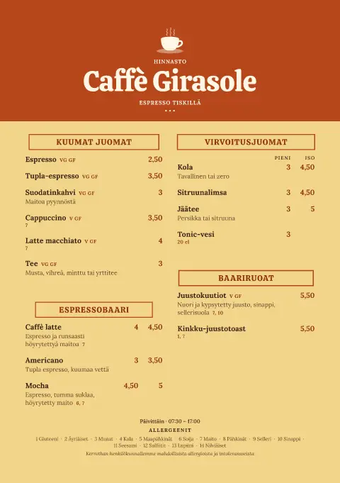 Sadonkorjuuespresso – ruokalistapohjan esikatselu