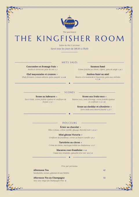 Pavillon du martin-pêcheur – aperçu du modèle de menu