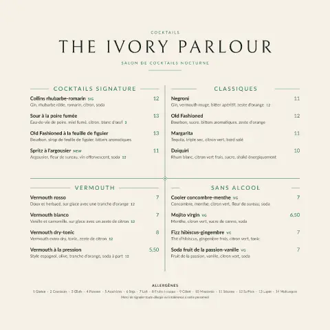 Vermouth de jade – aperçu du modèle de menu