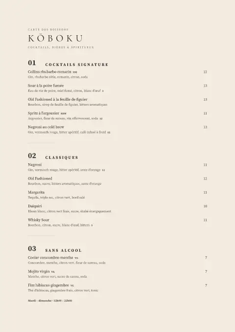 Trait de charbon – aperçu du modèle de menu