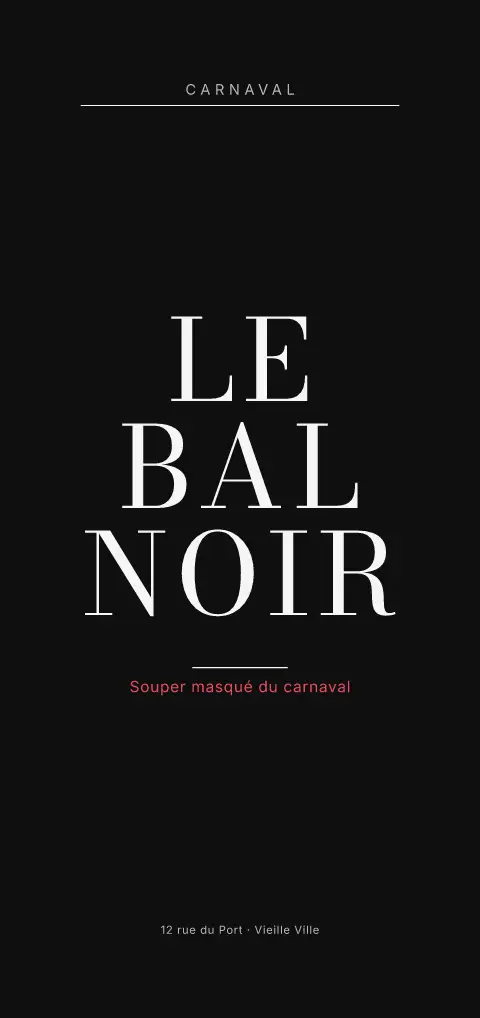 Masque écarlate – aperçu du modèle de menu