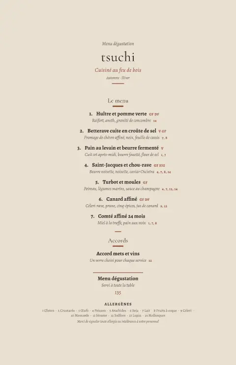 Braise Raku – aperçu du modèle de menu