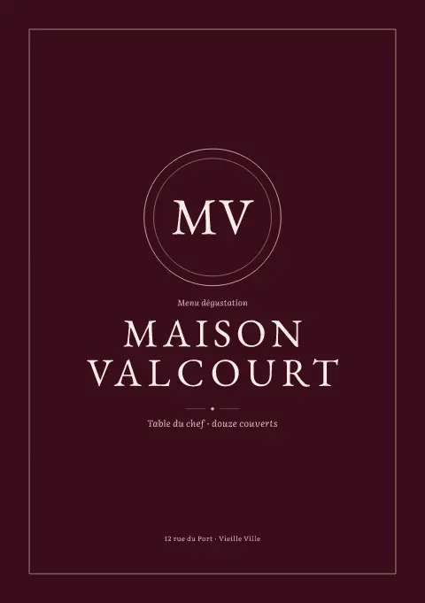 Nocturne de velours – aperçu du modèle de menu