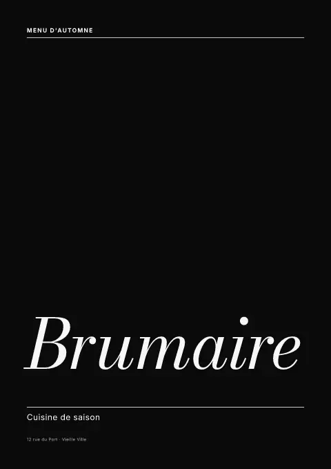 Numéro châtaigne – aperçu du modèle de menu
