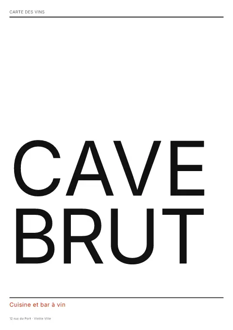Cru béton – aperçu du modèle de menu