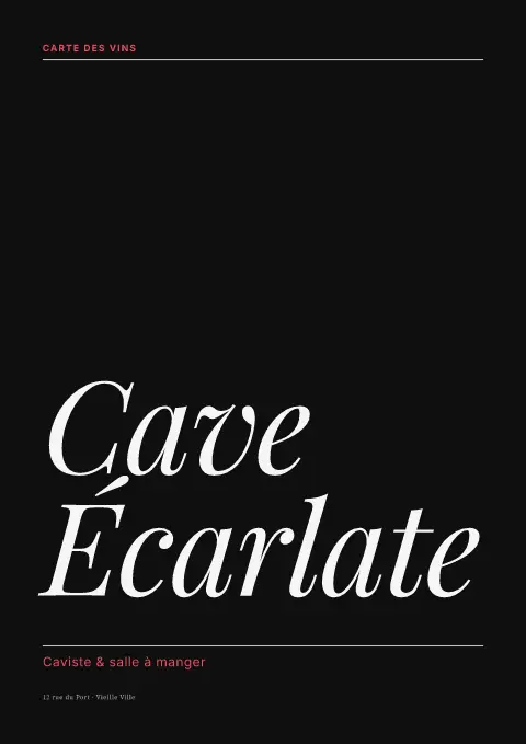 Cave écarlate – aperçu du modèle de menu