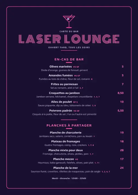 Arcade de minuit – aperçu du modèle de menu