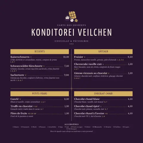 Ganache violette – aperçu du modèle de menu