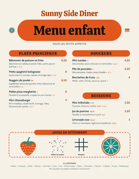 Pousses groovy – aperçu du modèle de menu