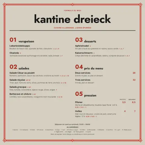 Salade Dreieck – aperçu du modèle de menu