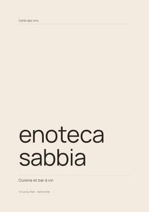 Cave silencieuse – aperçu du modèle de menu