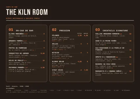Grille du four – aperçu du modèle de menu