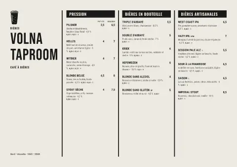 Manifeste du houblon – aperçu du modèle de menu