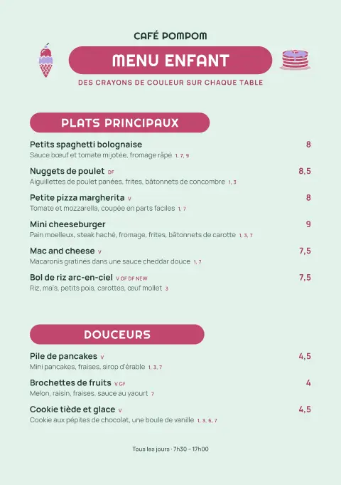 Jeu de pompons – aperçu du modèle de menu