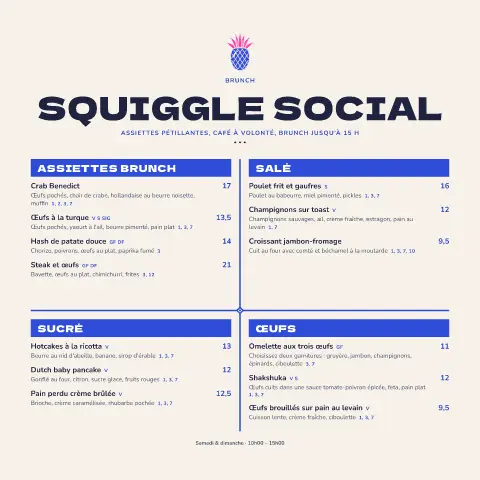 Brunch zigzag – aperçu du modèle de menu