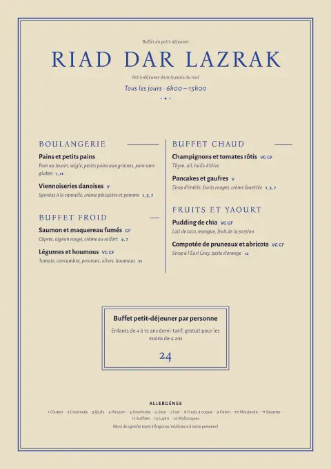 Aube de lapis – aperçu du modèle de menu