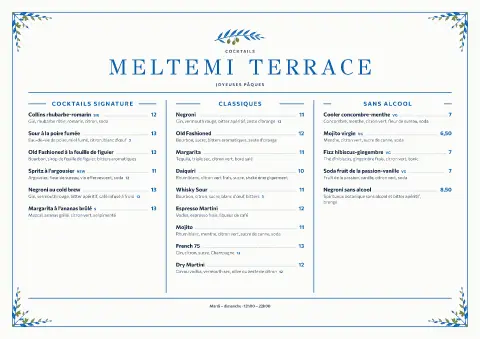Printemps blanchi – aperçu du modèle de menu