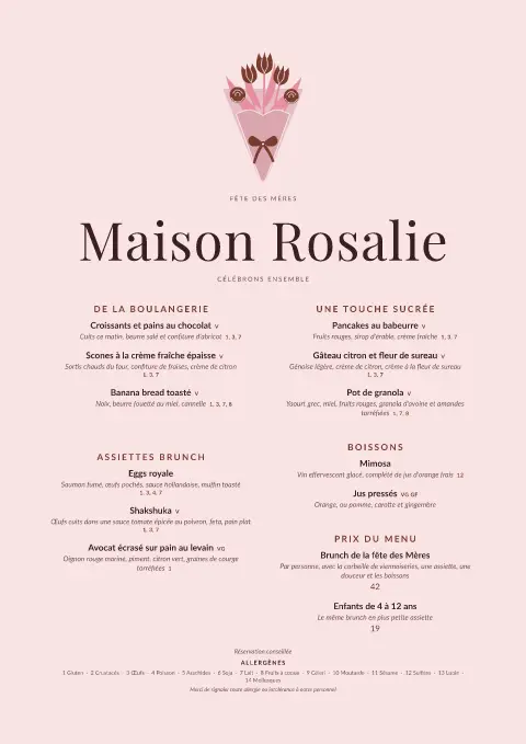 Brunch Bouquet – aperçu du modèle de menu