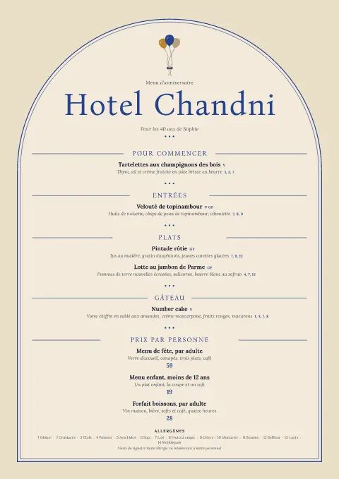 Arche mandala – aperçu du modèle de menu
