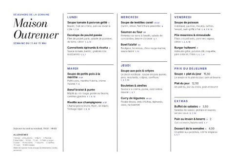 Midi outremer – aperçu du modèle de menu