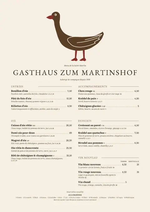 Oie gravée – aperçu du modèle de menu
