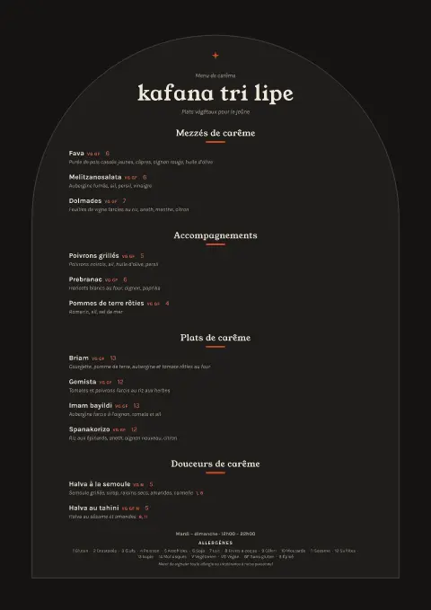 Jeûne à l'encre – aperçu du modèle de menu