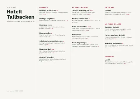Julbord bouleau – aperçu du modèle de menu