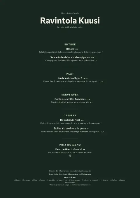 Petit Noël – aperçu du modèle de menu