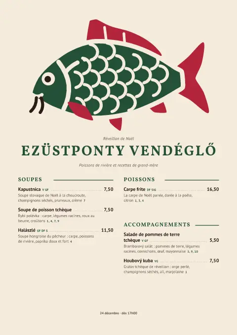 Veillée au pavot – aperçu du modèle de menu