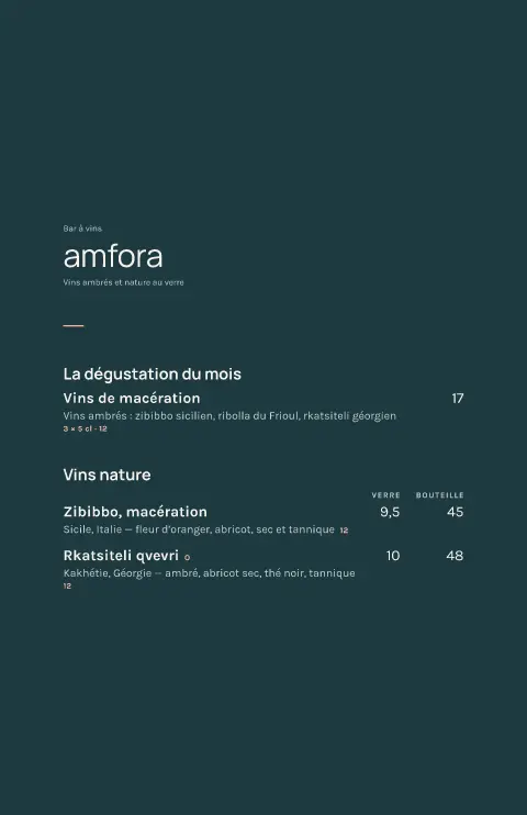Dégustation ambrée – aperçu du modèle de menu