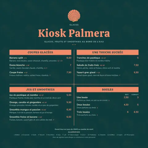 Lagon ananas – aperçu du modèle de menu