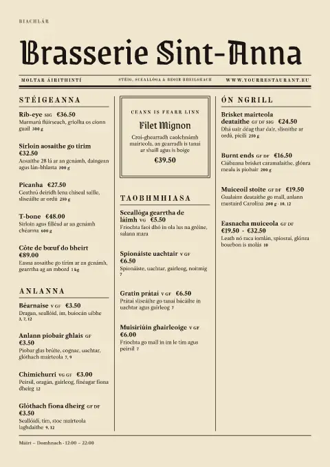 Eagrán entrecôte – réamhamharc de theimpléad biachláir