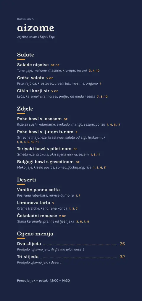 Indigo list – pregled predloška jelovnika