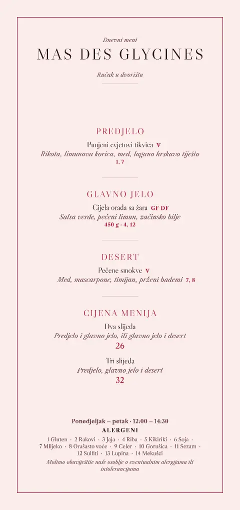 Rosé podne – pregled predloška jelovnika