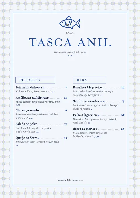 Indigo tasca – stranica 1 predloška jelovnika