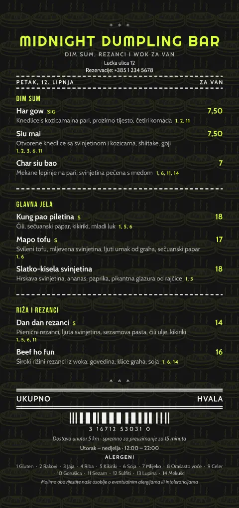 Neonska knedlica – pregled predloška jelovnika