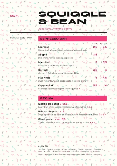 Konfeti Crema – pregled predloška jelovnika