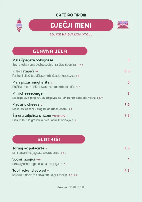 Pompon igra – pregled predloška jelovnika
