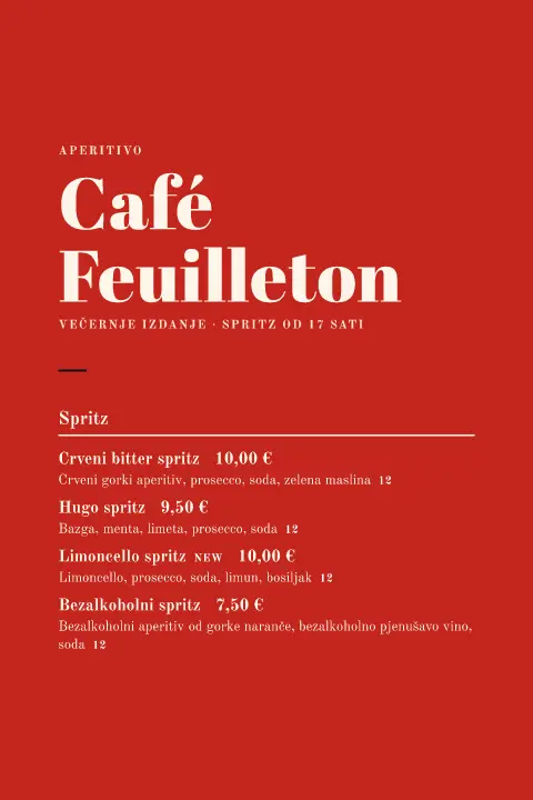 Večernje izdanje – pregled predloška jelovnika