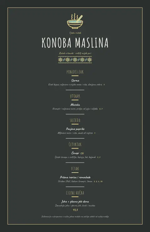Kreda iz konobe – pregled predloška jelovnika