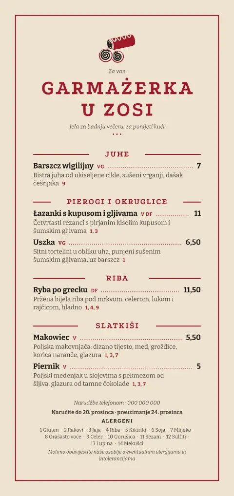 Paket za Wigiliju – pregled predloška jelovnika
