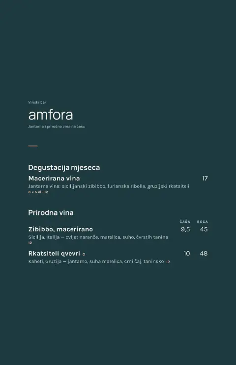 Jantarna degustacija – pregled predloška jelovnika