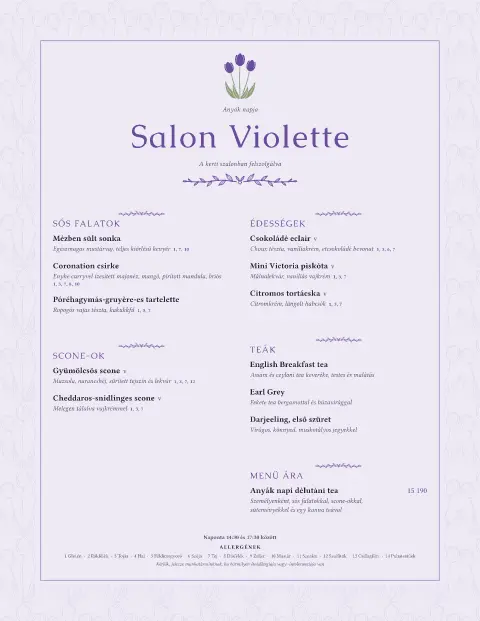 Violet Teatime – étlapsablon előnézete