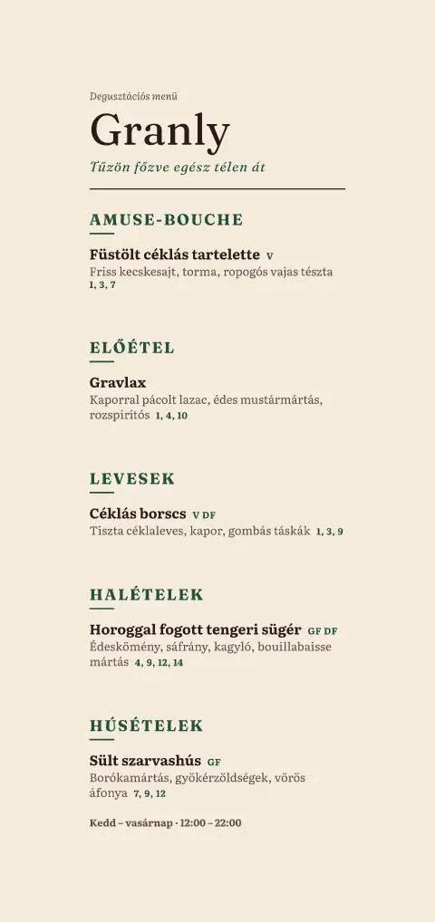 Pine Ember – étlapsablon előnézete